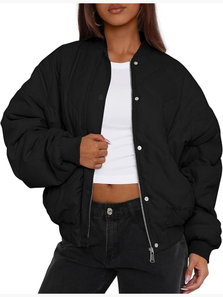 Women's Quilted Bomber Jacket Lightweight Cropped Zip Up Puffer Coat With
